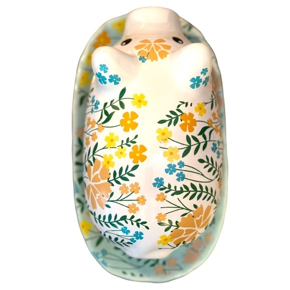 Old East Main Co Pioneer Inspired Floral Pig Butter Dish Farmhouse Cottagecore - Picture 8 of 13